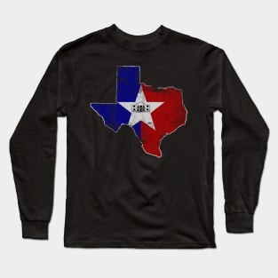 Vintage San Antonio Flag Texas Map Texan State Retro Long Sleeve T-Shirt
